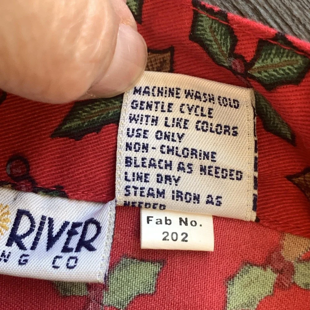 Sun River Skirt Womens Medium Red Christmas Holly Poinsettia Border Print Cotton